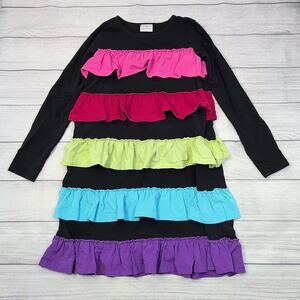 12 Hanna Andersson Black Lotsa Ruffles Dress